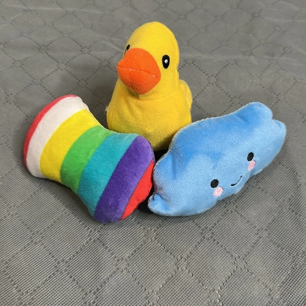 Vibrant Plush Cat Toy Set with Duck Cloud Rainbow toy set of 3 NWT